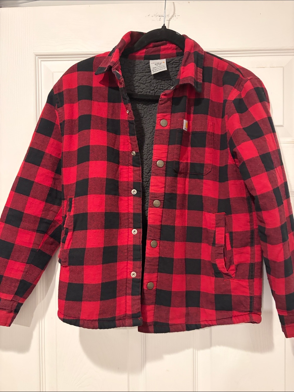 Carhartt Red & Black Buffalo Plaid Sherpa-Lined Jacket
